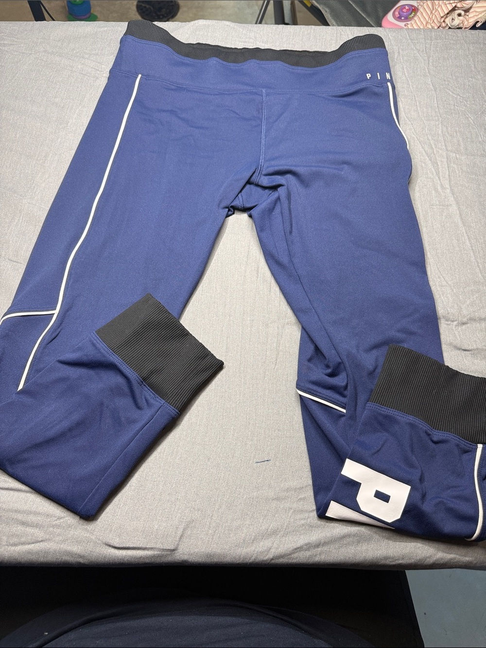 PINK Victoria's Secret Navy Leggings with Black Waistband